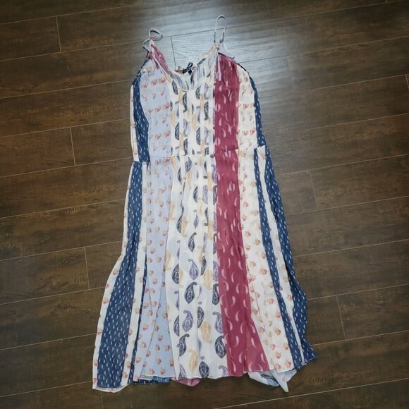 Anthropologie ML Monique Lhuillier Tapestry Pleated Maxi Dress Womens 10P Boho - Picture 2 of 7